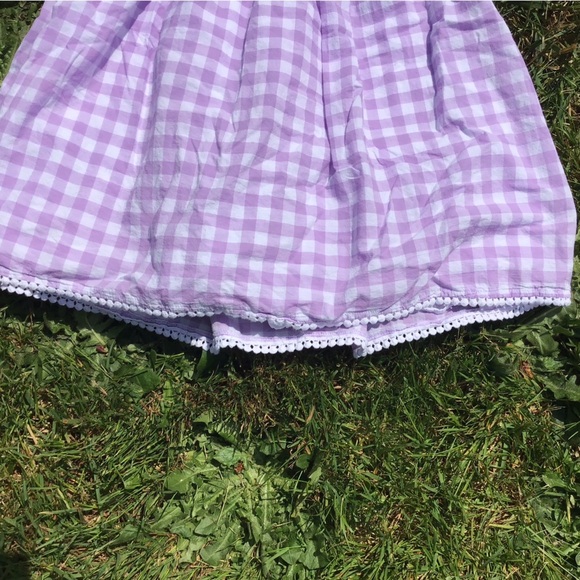 Cupcakes & Cashmere Girl’s Purple & White Gingham Plaid Lace Bow Sundress Size 8 - Picture 3 of 5